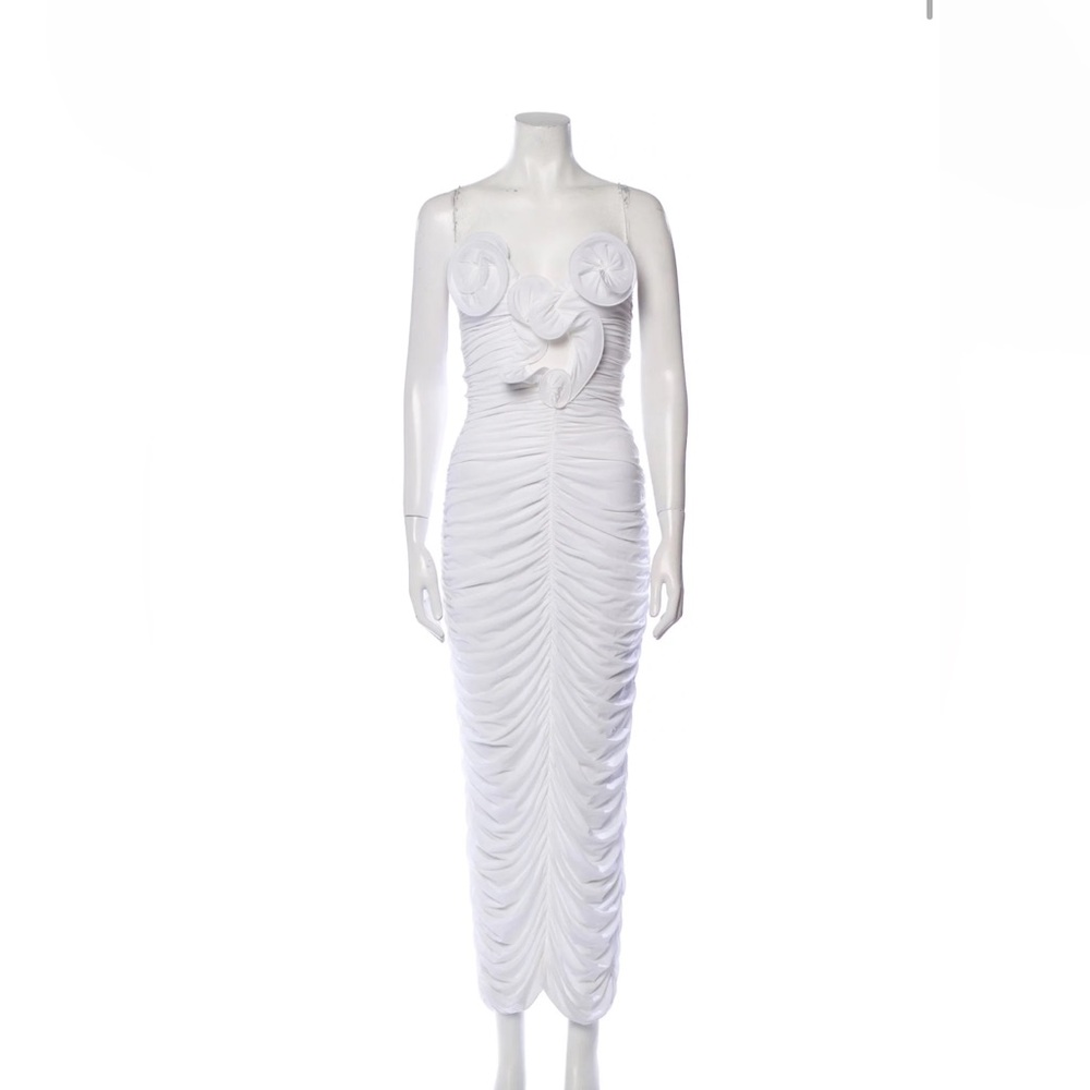 Magda Butrym White Ruched Midi Dress FR38 - Picture 3 of 9